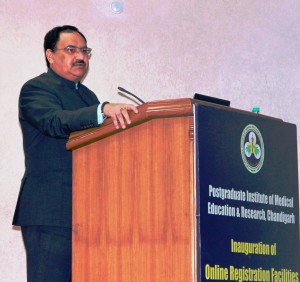 Union health minister JP Nadda speaking at PGIMER Chandigarh